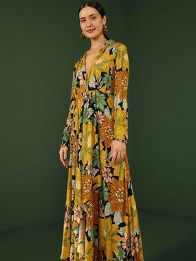 FARM RIO Garden Long Sleeve Maxi Dress — Floral, High Quality Fabric